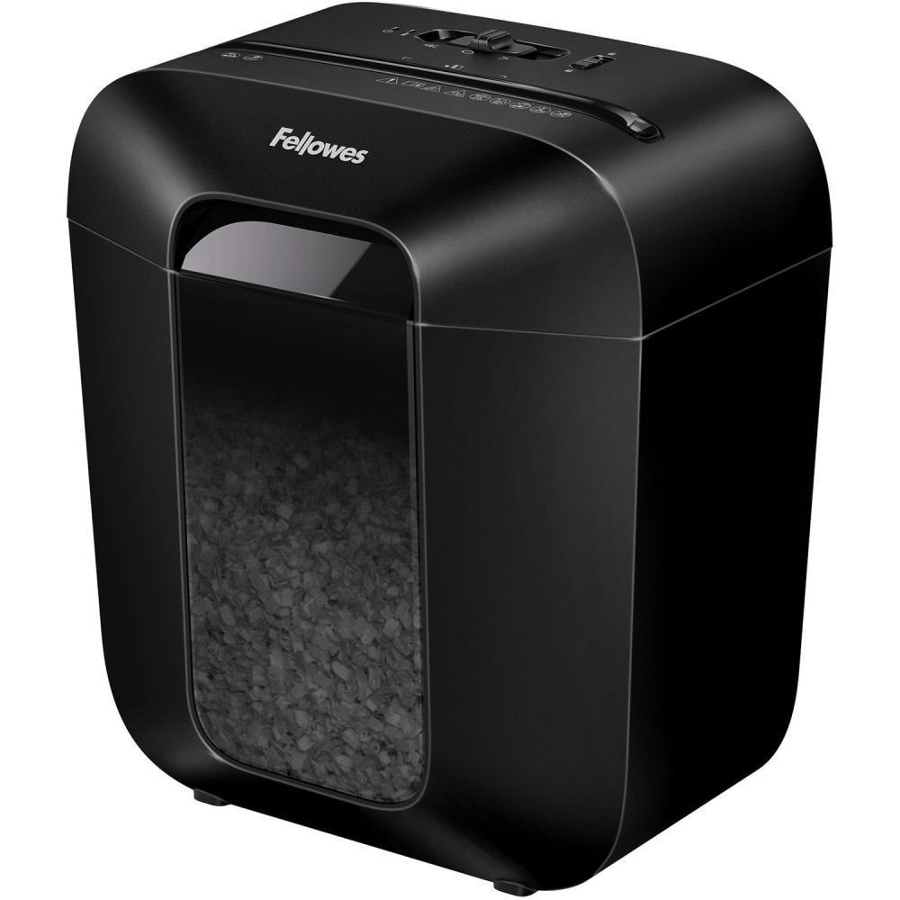 Fellowes LX25M Paper Shredder - Micro Cut - 6 Per Pass - for shredding Paper, Paper Clip, Staples, Credit Card - 0.156in x 0.500in Shred Size - P-4 - 10 ft/min - 9in Throat - 5 Minute Run Time - 30 Minute Cool Down Time - 3 gal Wastebin Capacity MPN:43005