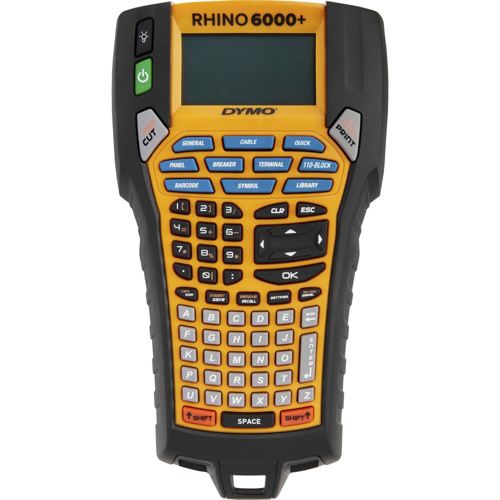 Dymo Rhino 6000+ Industrial Label Maker - 180 dpi - LCD Screen - Black, Yellow - PC - for Industry MPN:2122499