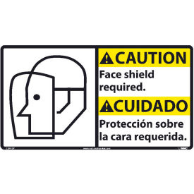 Bilingual Vinyl Sign - Caution Face Shield Required CBA13P