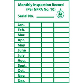 Monthly Inspection Record Label ML1