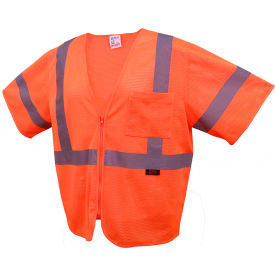 GSS Safety 2002 Standard Class 3 Mesh Zipper Safety Vest Orange Large 2002-LG