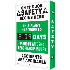 Accuform SCK114 On The Job Safety Electronic Scoreboard 20