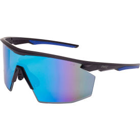 Pyramex® PMXSPEC Half Frame Safety Glasses Blue Mirror Anti Fog Lens Matte Black-Blue Frame SB11265ST - Pkg Qty 12