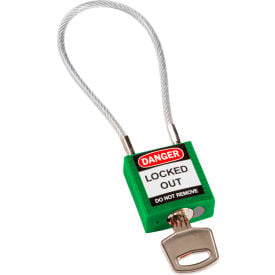 Brady® 146123 Cable Safety Padlock With Label 4-3/16