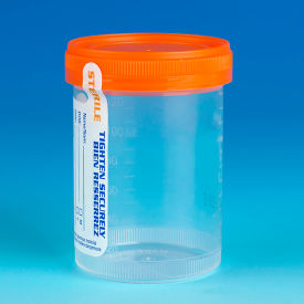 Graduated Tite-Rite Container 120mL (4 oz.) Sterile Orange Screw Cap ID Label 100/Pack 6529