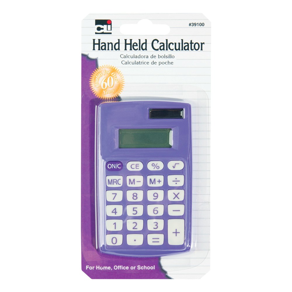 CLI 8-Digit Handheld Calculators, Assorted Colors, Set Of 12 Calculators MPN:39100ST