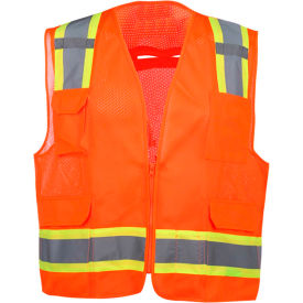 GSS Safety 1504 Premium Class 2 Fall Protection Mesh 6 Pockets Safety Vest Orange Medium 1504-MD