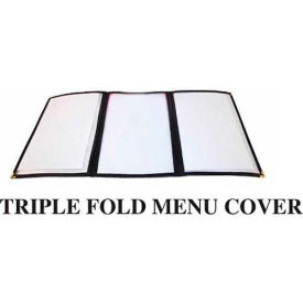 Winco Triple Fold Menu Cover Plastic with Vinyl Binding 12-1/8