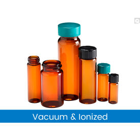 Qorpak 12 x 35mm 0.50 dram Amber Glass Vial w/8-425 Green Thermoset CapVacuum 144PK GLC-07015