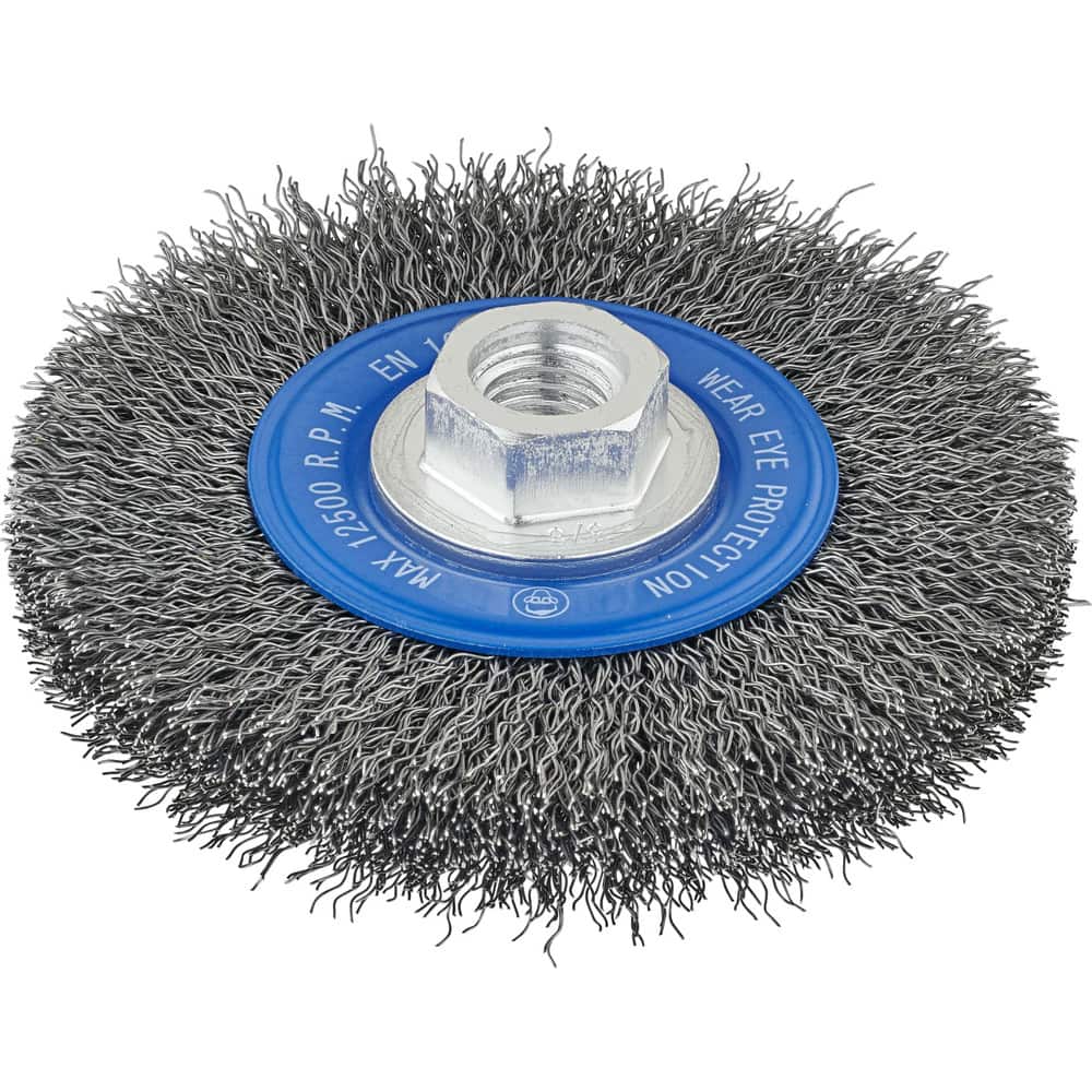 Wheel Brushes, Mount Type: Threaded , Wire Type: Crimped , Outside Diameter (Inch): 4-1/2 , Face Width (Inch): 1/2 , Arbor Hole Size: 5/8 in  MPN:70088