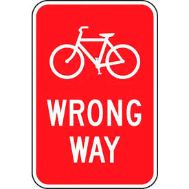 AccuformNMC™ Wrong Way Bicycle Traffic Safety Sign HIP Aluminum 18