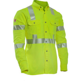 DRIFIRE® Hi-Vis Work Shirt Type R Class 3 2XL-T Fluorescent Yellow DF2-AX3-324LS-HY-2XLT DF2-AX3-324LS-HY-2XT
