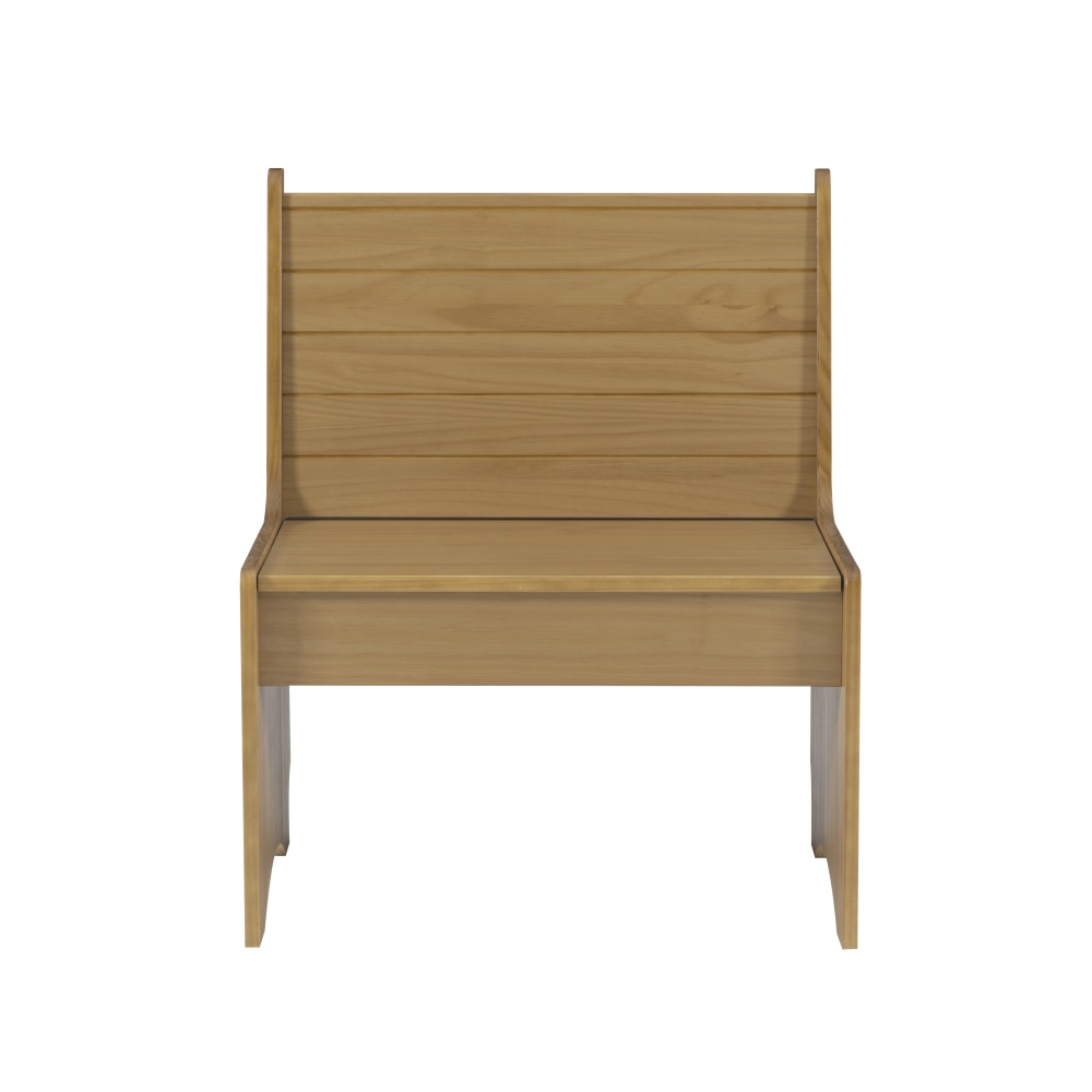 Linon Payson Wooden Storage Bench With Backrest, 33-3/5inH x 27inW x 19-3/4inD, Honey MPN:OFDP2879