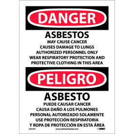 NMC™ Bilingual Vinyl Sign Danger Asbestos Cancer And Lung Disease Hazard 10