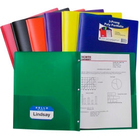 C-Line Products Two-Pocket Heavyweight Poly Portfolio Folder with Prongs Primary Colors - 36/Set 33960-DS