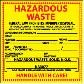 Hazardous Waste Vinyl Labels - For Solids HW8S