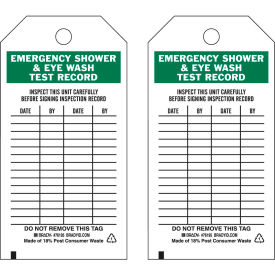 Brady® 76195 Emergency Shower & Eye Wash Test Record Tag Polyester 3