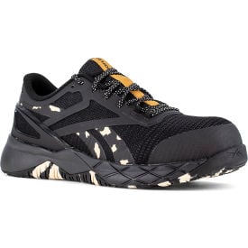 Reebok Nanoflex TR Athletic Work Shoes Composite Toe Size 10.5W Black/Camo/Brown RB366-W-10.5