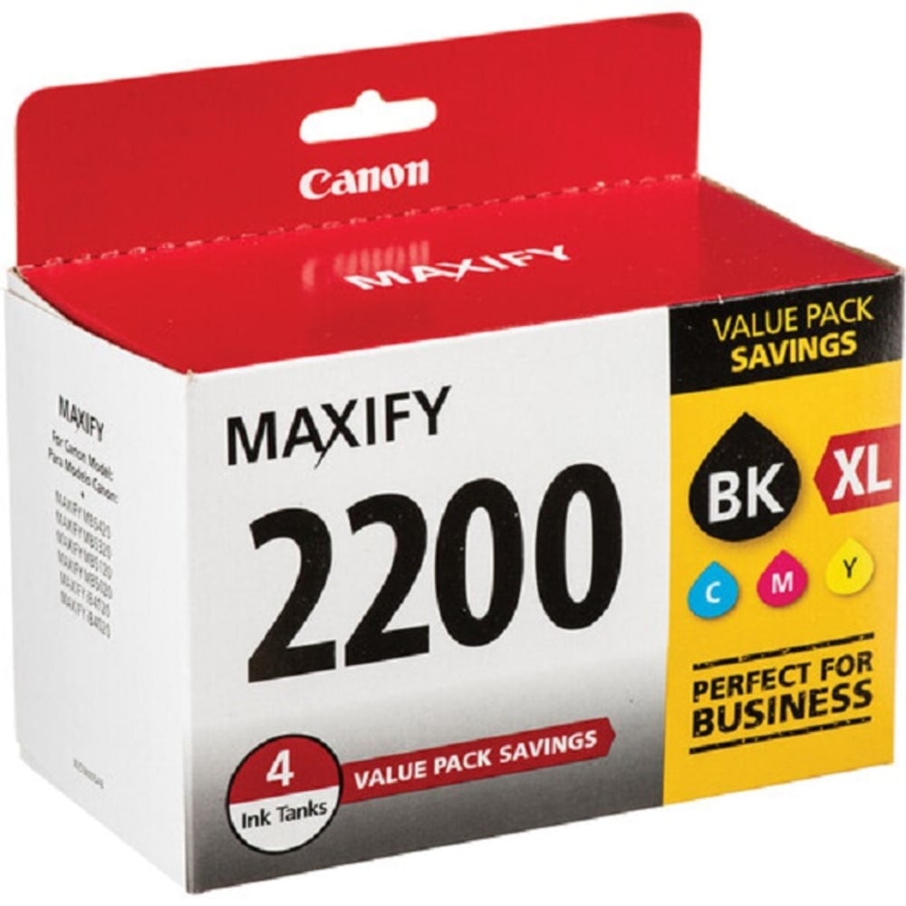 Canon PGI-2200 XL High-Yield Black/PGI-2200 Cyan/Magenta/Yellow Ink Cartridges, 9255B005, Pack Of 4 Cartridges MPN:9255B005