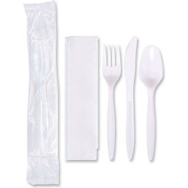Hoffmaster® Economy Cutlery Kit Fork/Knife/Spoon/Napkin Polypropylene White 250/Carton 117799