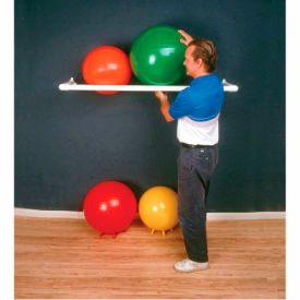 White PVC Wall Rack For Inflatable Exercise Balls 1 Shelf Holds 3 Balls 64