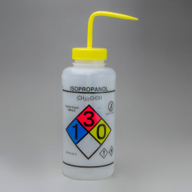 Bel-Art GHS Labeled Safety-Vented Isopropanol Wash Bottles 1000ml (32oz) PE w/YLW PP Cap 2PK 124320008