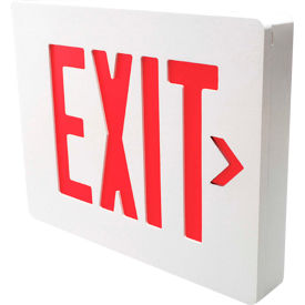 Hubbell SESRWV11 Die Cast Aluminum LED Exit Sign White w/Red Letters Single Face Damp Listed SESRWV11