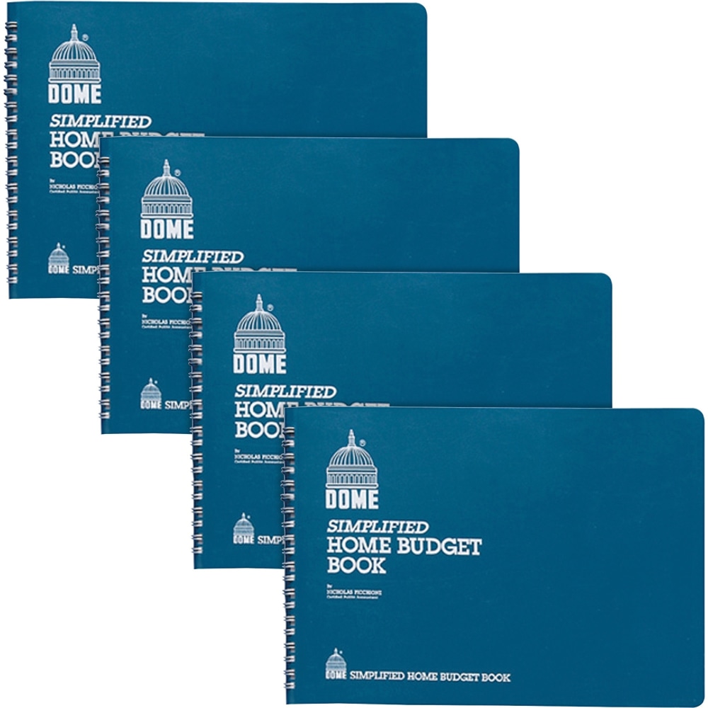 Dome Simplified Home Budget Book - 64 Sheet(s) - Wire Bound - 10.50in x 7.50in Sheet Size - White - White Sheet(s) - Blue Cover - Recycled - 4 / Bundle (Min Order Qty 2) MPN:DOM840BD