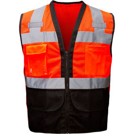 GSS Enhanced Visibility Premium Heavy Duty Vest w/ Multi Pockets Class 2 4XL/5XL Hi Viz Orange 1202-4XL/5XL