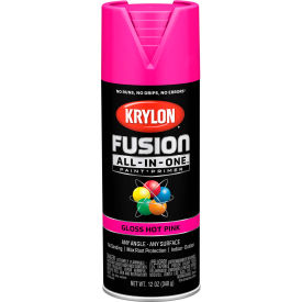 Krylon Fusion All-In-One Combination Aerosol Paint & Primer Gloss Hot Pink 12 oz. K02708007 - Pkg Qty 6