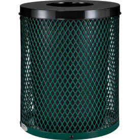 GoVets™ Outdoor Diamond Steel Trash Can With Flat Lid 36 Gallon Green 924GN261