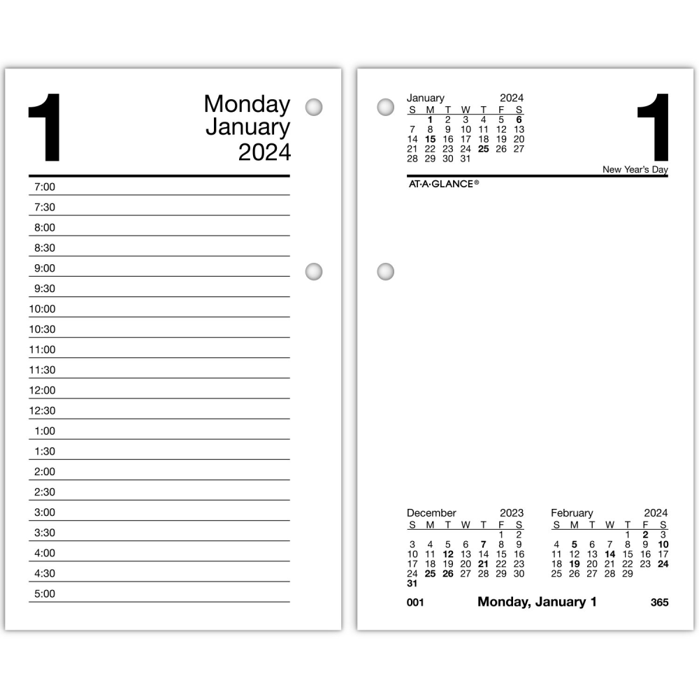 2024 AT-A-GLANCE Daily Loose-Leaf Desk Calendar Refill, 3-1/2in x 6in, January to December 2024 (Min Order Qty 8) MPN:E717R5024