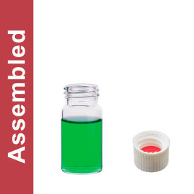 Wheaton MicroLiter 20ML Amber Vial Kit White PP Open Top Cap Bonded 100 pk 24-20101W-20A
