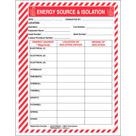Accuform KSS151 Lockout Procedure Station Additional Forms Energy Source & Isolation Paper KSS151