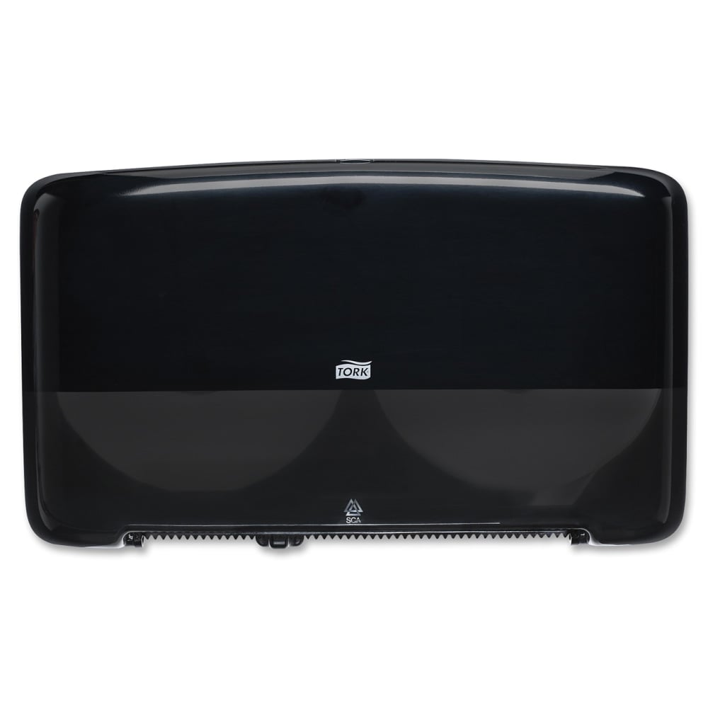 Tork Twin Mini Plastic Jumbo Toilet Paper Roll Dispenser, Black MPN:TRK5555290