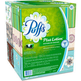 Puffs® Plus Lotion Facial Tissue 2-Ply White 124 Sheets/Box 6 Boxes/Pack 4 Packs/Carton 39383