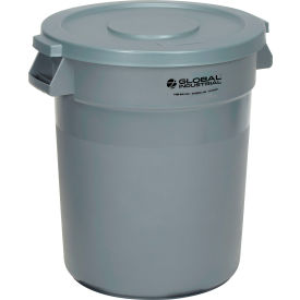 GoVets™ Plastic Trash Can with Lid - 10 Gallon Gray 456GYCL240