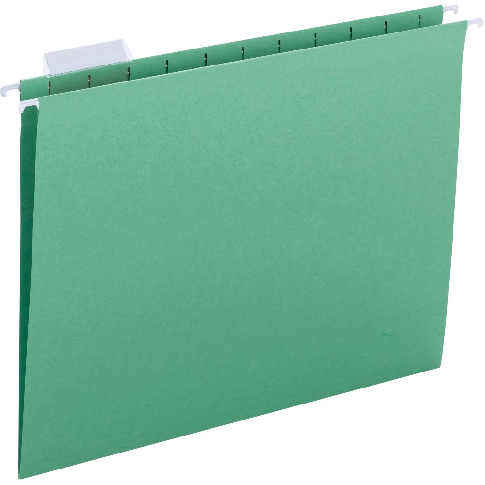Business Source 1/5 Tab Cut Letter Recycled Hanging Folder - 8 1/2in x 11in - Green - 10% Recycled - 25 / Box MPN:03178
