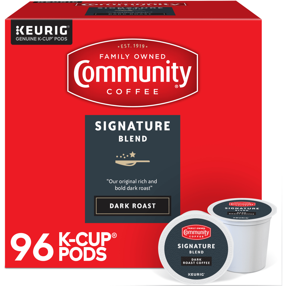 Community Coffee Keurig Single Serve K-Cup Pods, Signature Blend, Dark Roast, Box Of 96 Pods MPN:5000374328CA