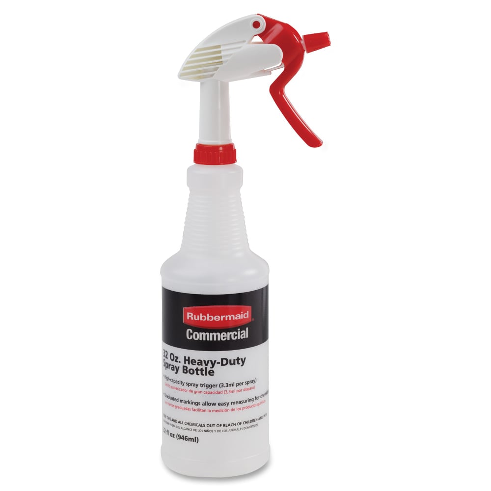 Rubbermaid Commercial 32-oz Trigger Spray Bottle - Suitable For Cleaning - Heavy Duty - 9.6in Height - 3.4in Width - 6 / Carton - Clear (Min Order Qty 2) MPN:9C03060000CT