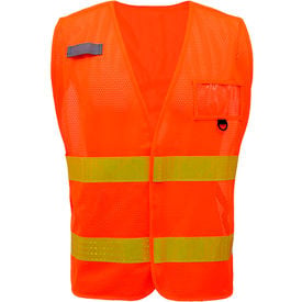 GSS Safety Incident Command Vest- Orange Vest w/Lime Prismatic Tape One Size Fits All 3112