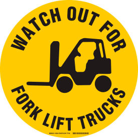Brady® 92404 Floor Watch Out For Fork Lift Trucks Sign Yellow/Black Anit-skid Vinyl 17