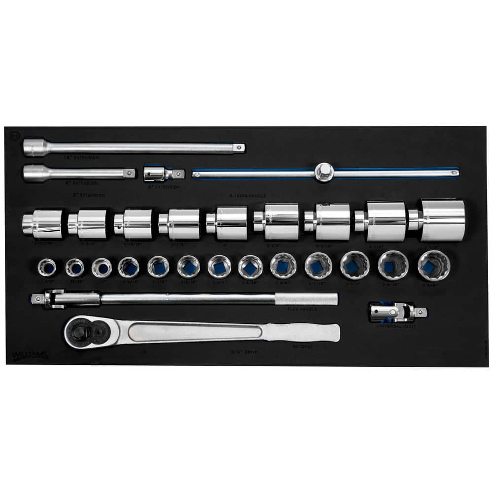 Socket Sets, Set Type: Ratchet & Socket Set , Measurement Type: SAE , Drive Size: 3/4 , Minimum Size (Inch): 7/8 , Maximum Size (Inch): 2-3/8  MPN:JHWFWSH-29