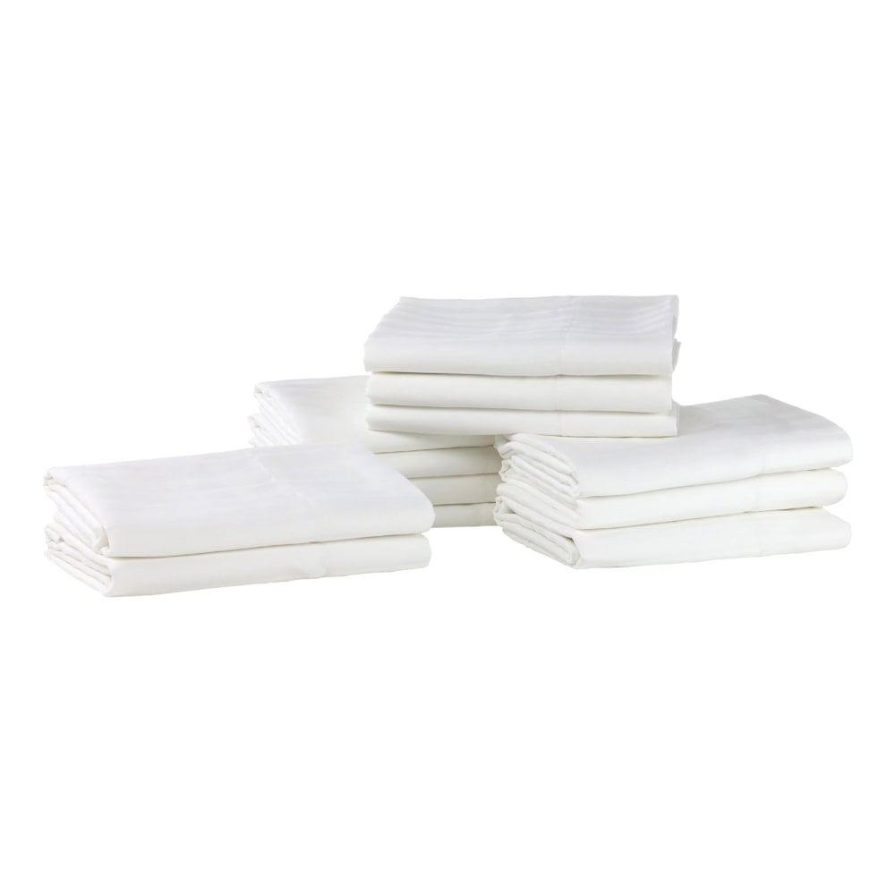 1888 Mills Lotus Satin Stripe King Pillowcases, 42in x 46in, White, Case of 72 MPN:X25T42X46WHT-1-LOTU
