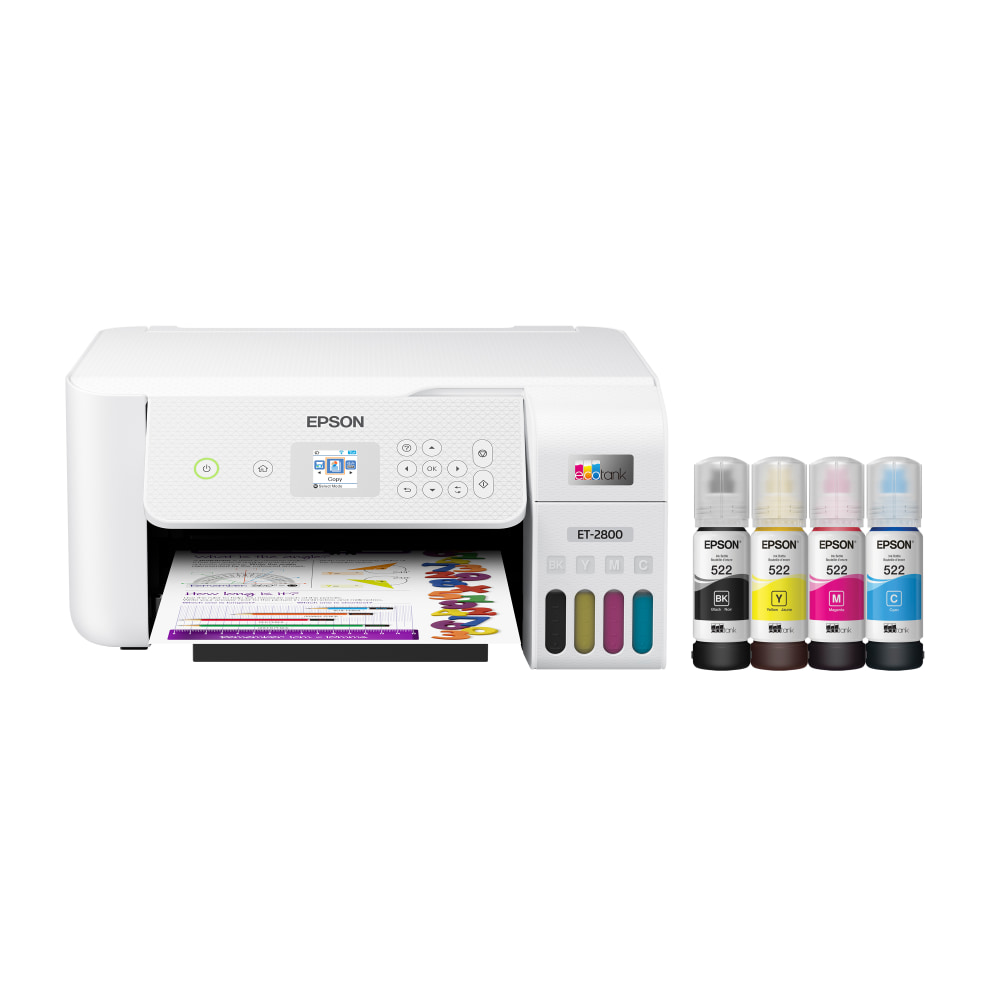 Epson EcoTank ET-2800 Wireless All-in-One Supertank Color Printer, White MPN:C11CJ66202