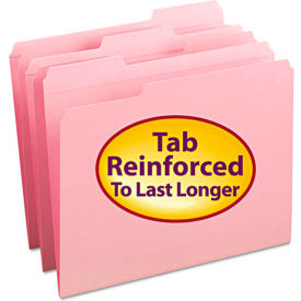 Smead® File Folders 1/3 Cut Reinforced Top Tab Letter Pink 100/Box 12634
