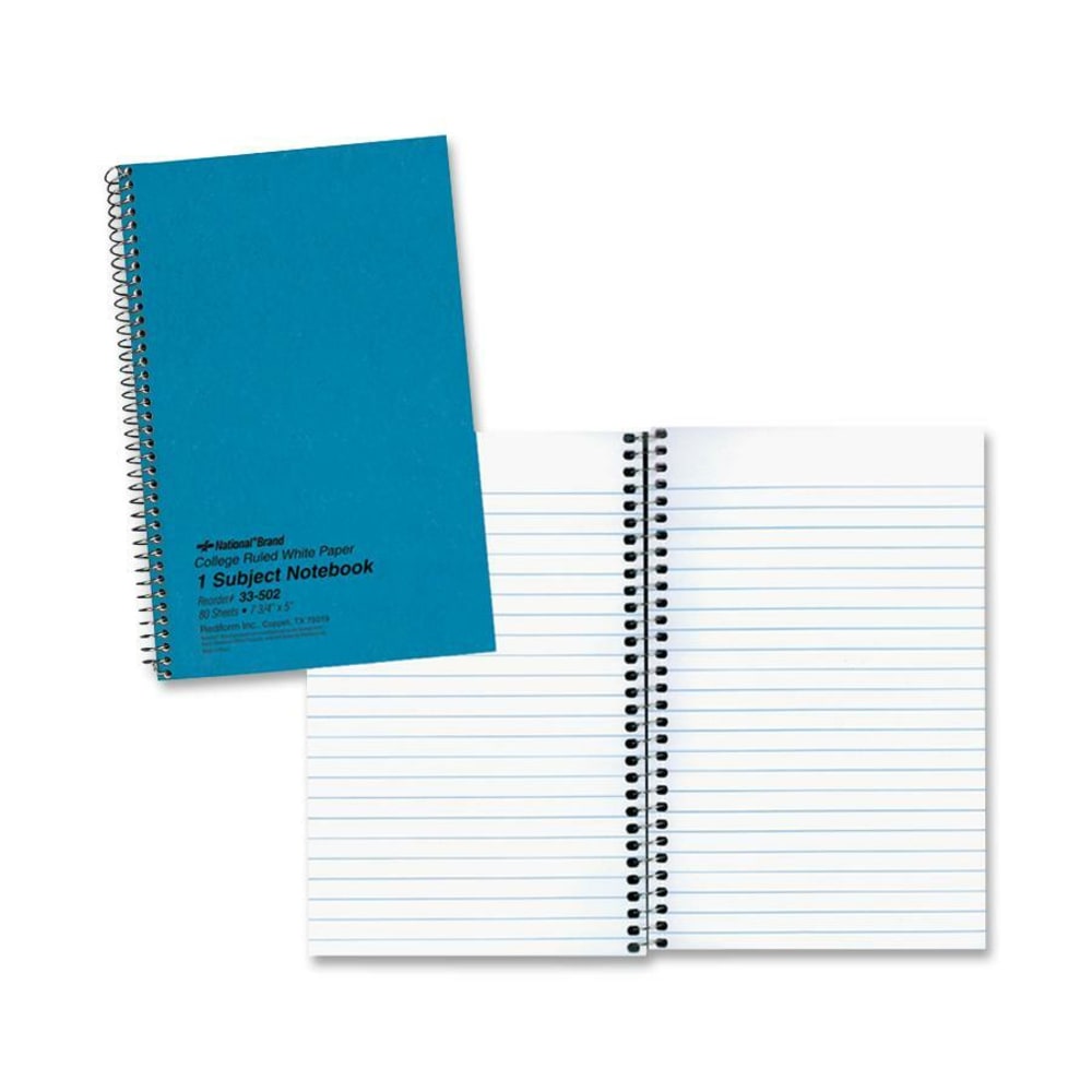 Rediform Kolor-Kraft 1-Subject Notebooks - 80 Sheets - Coilock - 16 lb Basis Weight - 6in x 9 1/2in Sheet Size - White Paper - Blue Cover - 1 Each MPN:33560