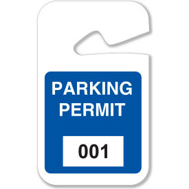 Brady® 95201 Rearview Mirror Hanging Tags Parking Permit Blue 001 - 100 2-3/4