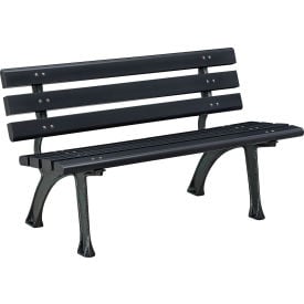 GoVets™ 4' Park Bench w/ Backrest Black 125BK240