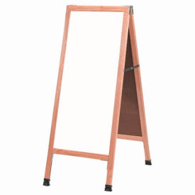 Aarco Solid Oak A-Frame Sidewalk White Marker Board - 18